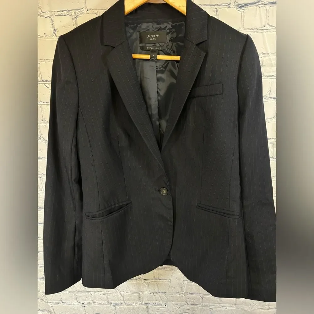 J. Crew 1035 Super 120's Pinstriped Businesscore Minimalist Preppy Blazer 6